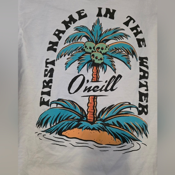 🌴 Womens O'Neill White Short Sleeve Tee with Palm Graphic Sz S (NWOT) - Picture 4 of 5